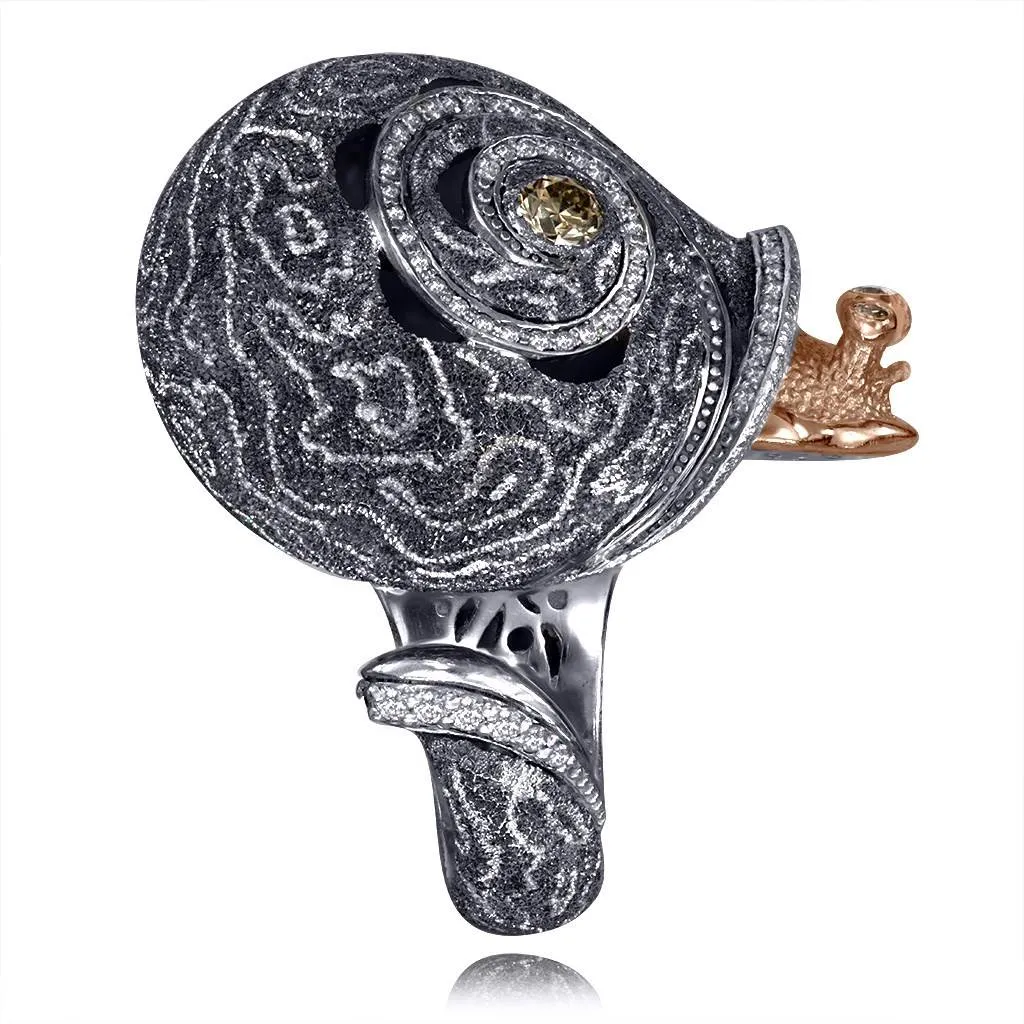 Silver & Gold Codi The Snail Cora Ring with Diamonds