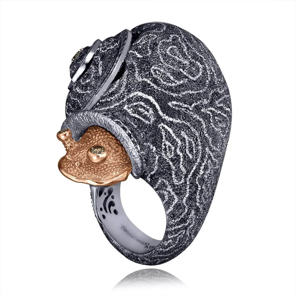 Silver & Gold Codi The Snail Cora Ring with Diamonds