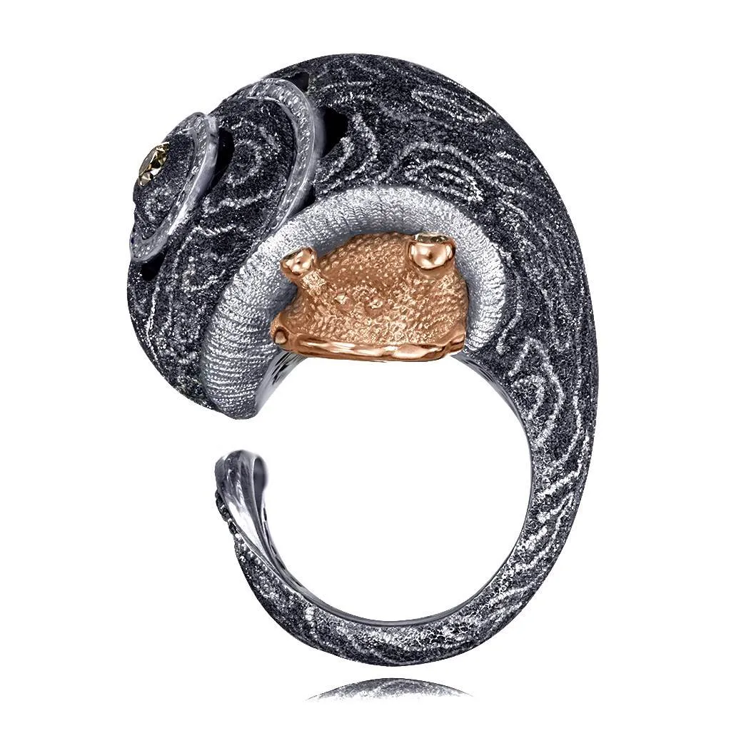 Silver & Gold Codi The Snail Cora Ring with Diamonds