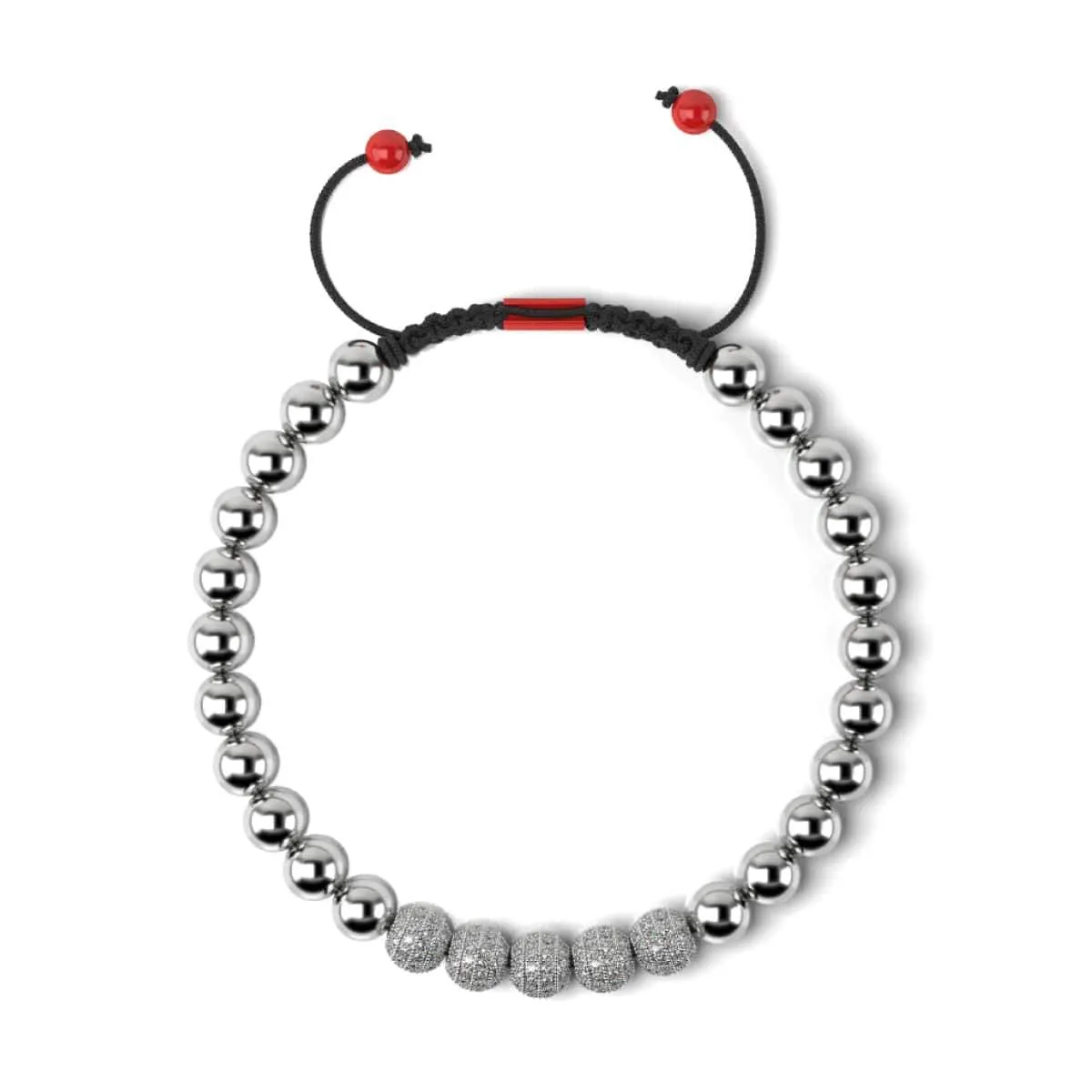 Silver and Red Enamel | Crystal Gala Santa Bracelet | Black