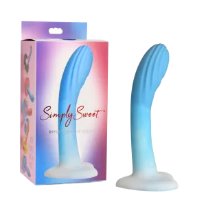 Simply Sweet Rippled Silicone Dildo - Blue/White