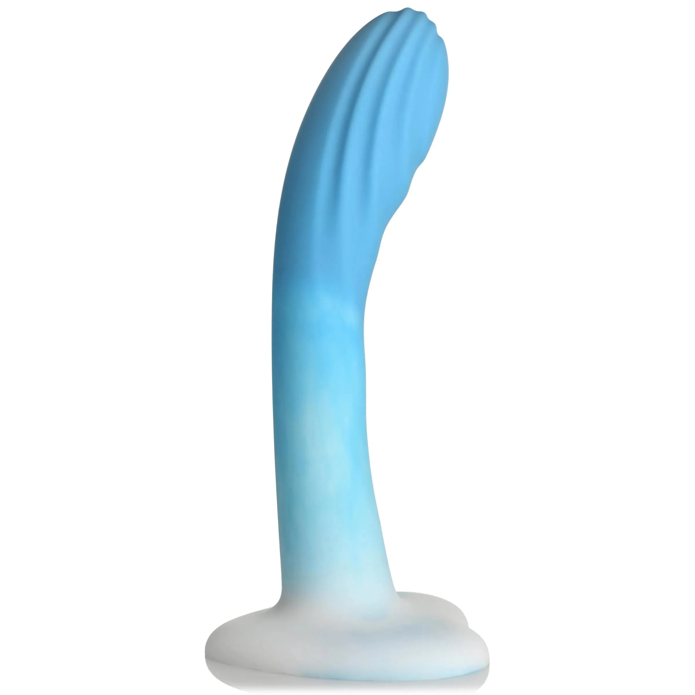 Simply Sweet Rippled Silicone Dildo - Blue/White