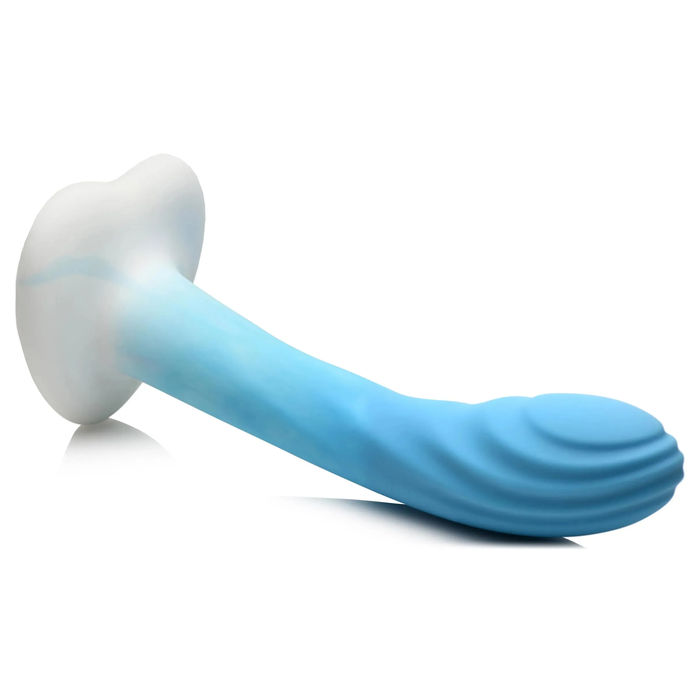 Simply Sweet Rippled Silicone Dildo - Blue/White