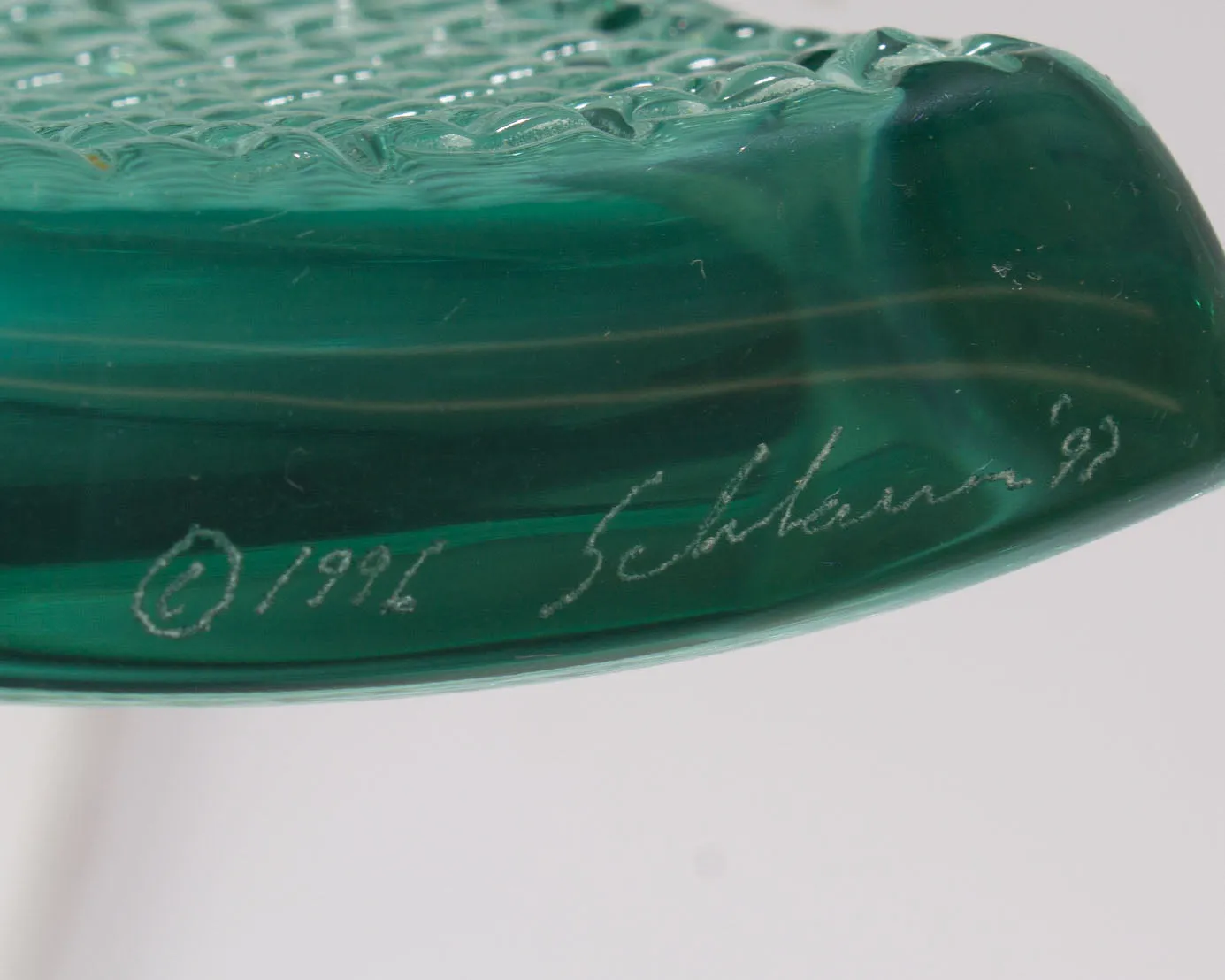 Stephen Schlanser Signed 1997 Art Glass Ashtray