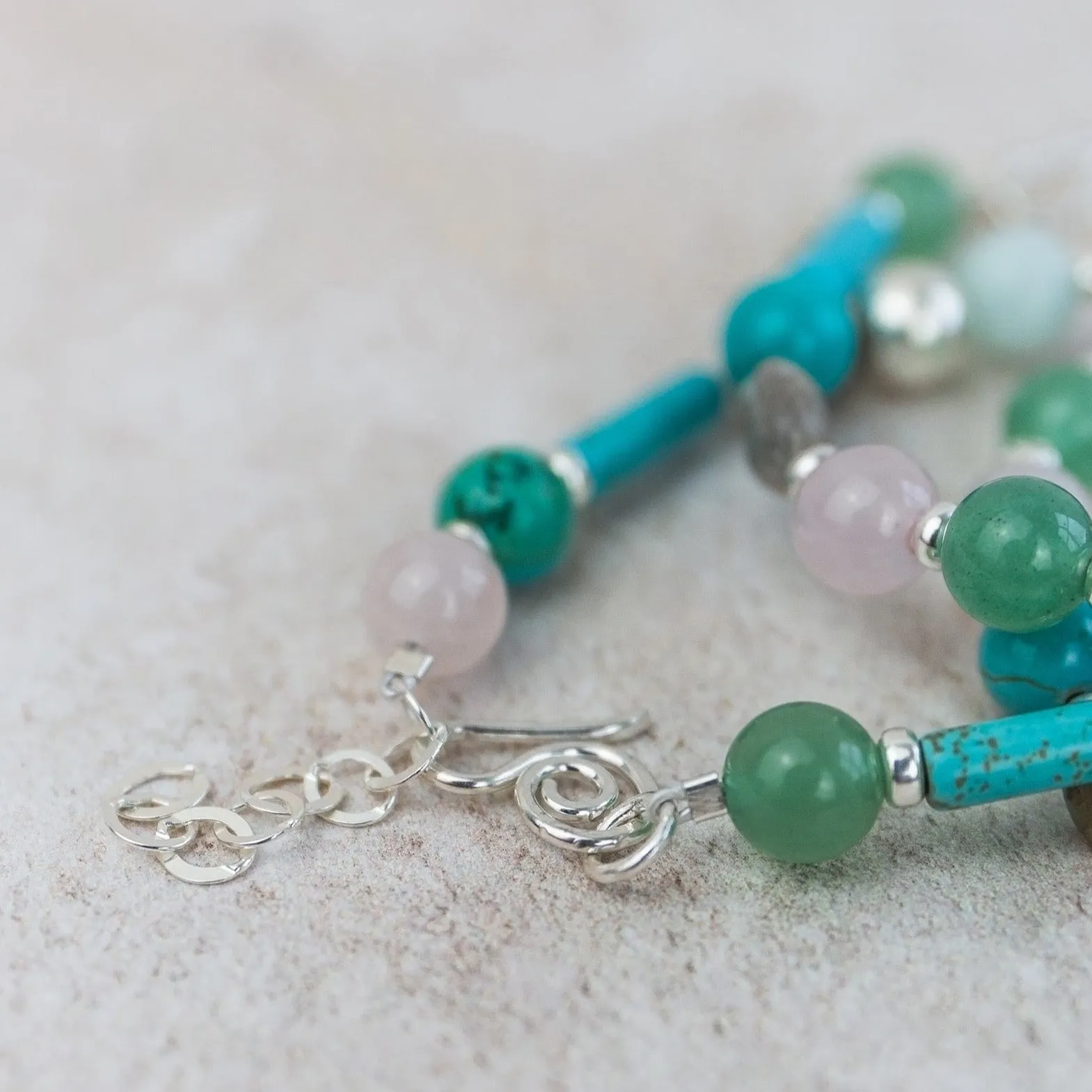 Sterling Silver and Semi Precious Bead Bracelet