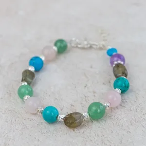 Sterling Silver and Semi Precious Bead Bracelet