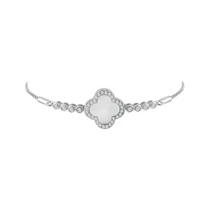 Sterling Silver Mother of Pearl Clover Bolo Bracelet