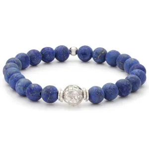 Tateossian 10mm Silver and Blue Lapis Bracelet Matte Finish