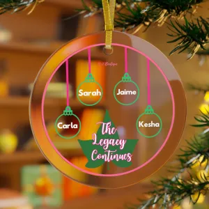 The Legacy Personalized Pink and Green Glass Ornament