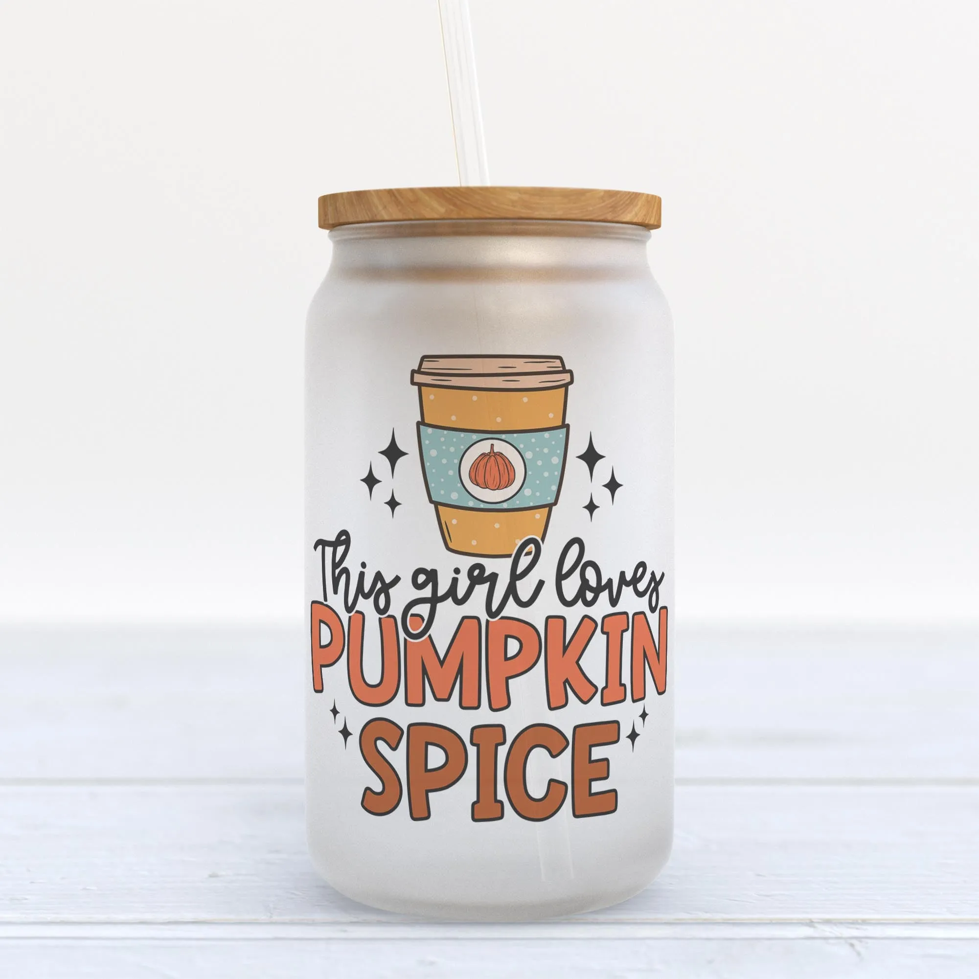 This Girl Loves Pumpkin Spice Fall Frosted Glass Can Tumbler