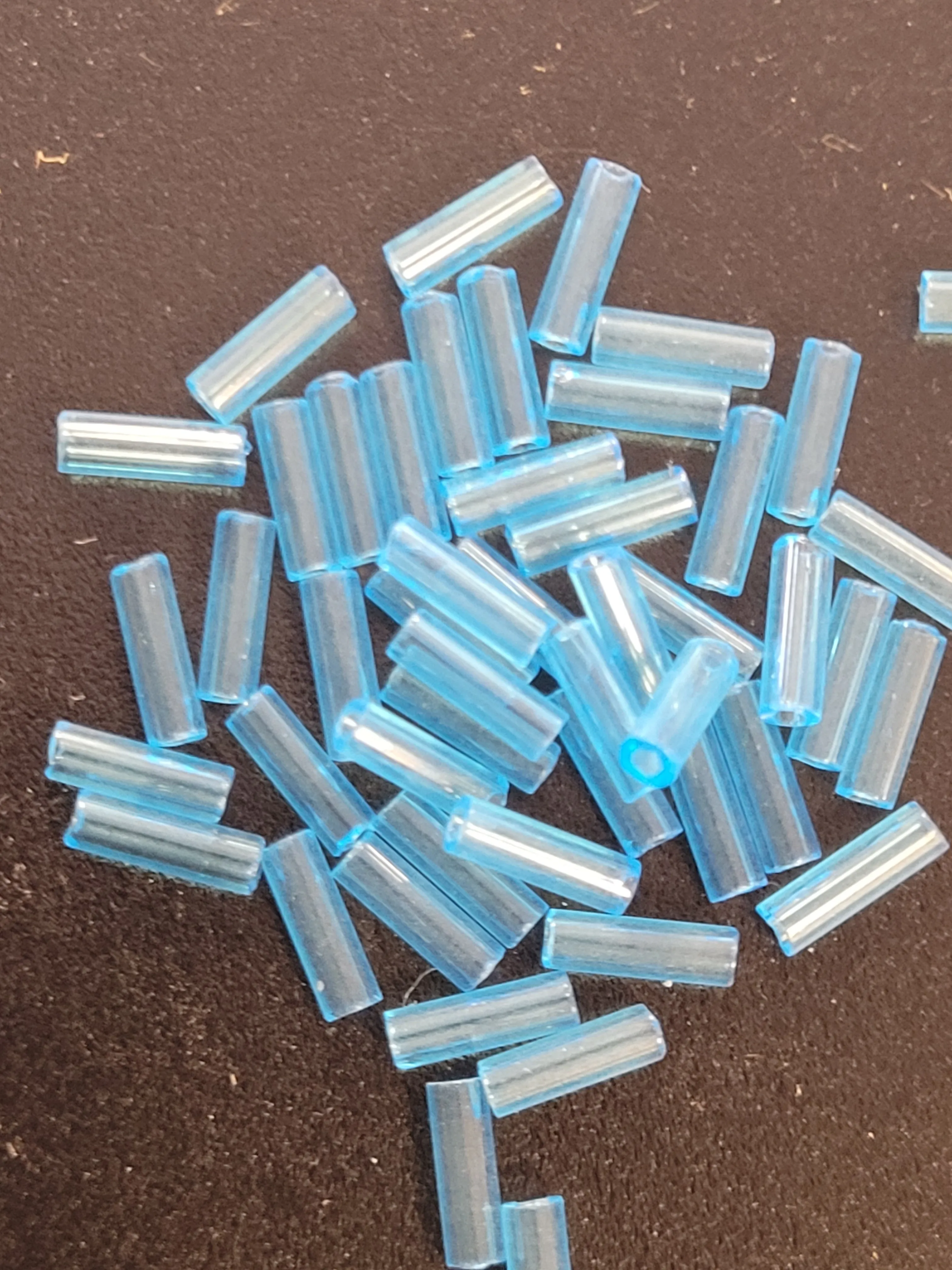 Transparent Blue Bugle Beads Vial