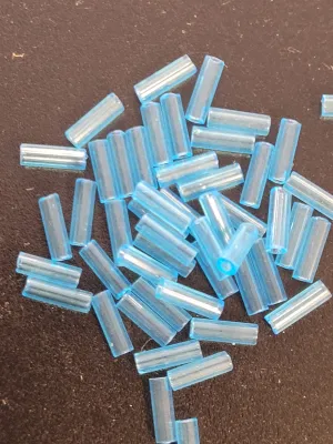Transparent Blue Bugle Beads Vial