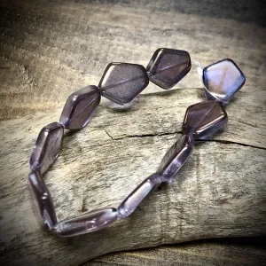 Transparent Purple Luster Pentagon Czech Glass Strand