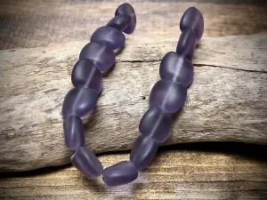 Transparent Purple Matte Pillow Beads Czech Glass Strand