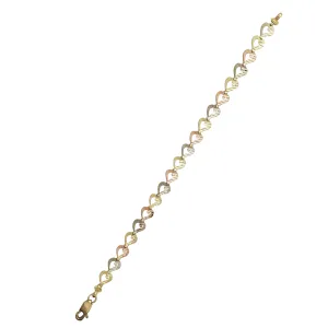 Tricolor Diamond-cut Heart Fancy Lady Bracelet (14K)