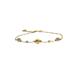 Tricolor Diamond-Cut Truffle Bead Bracelet (18K)