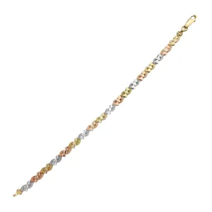 Tricolor Hearts S-Link Fancy Bracelet (14K)