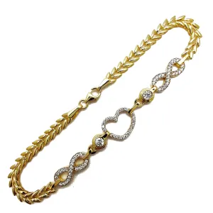Tricolor Infinity & Heart Bracelet (14K)