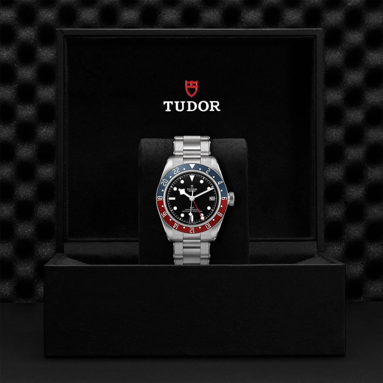 TUDOR Black Bay GMT 41mm Case, Black Dial, Steel Bracelet (M79830RB-0001)