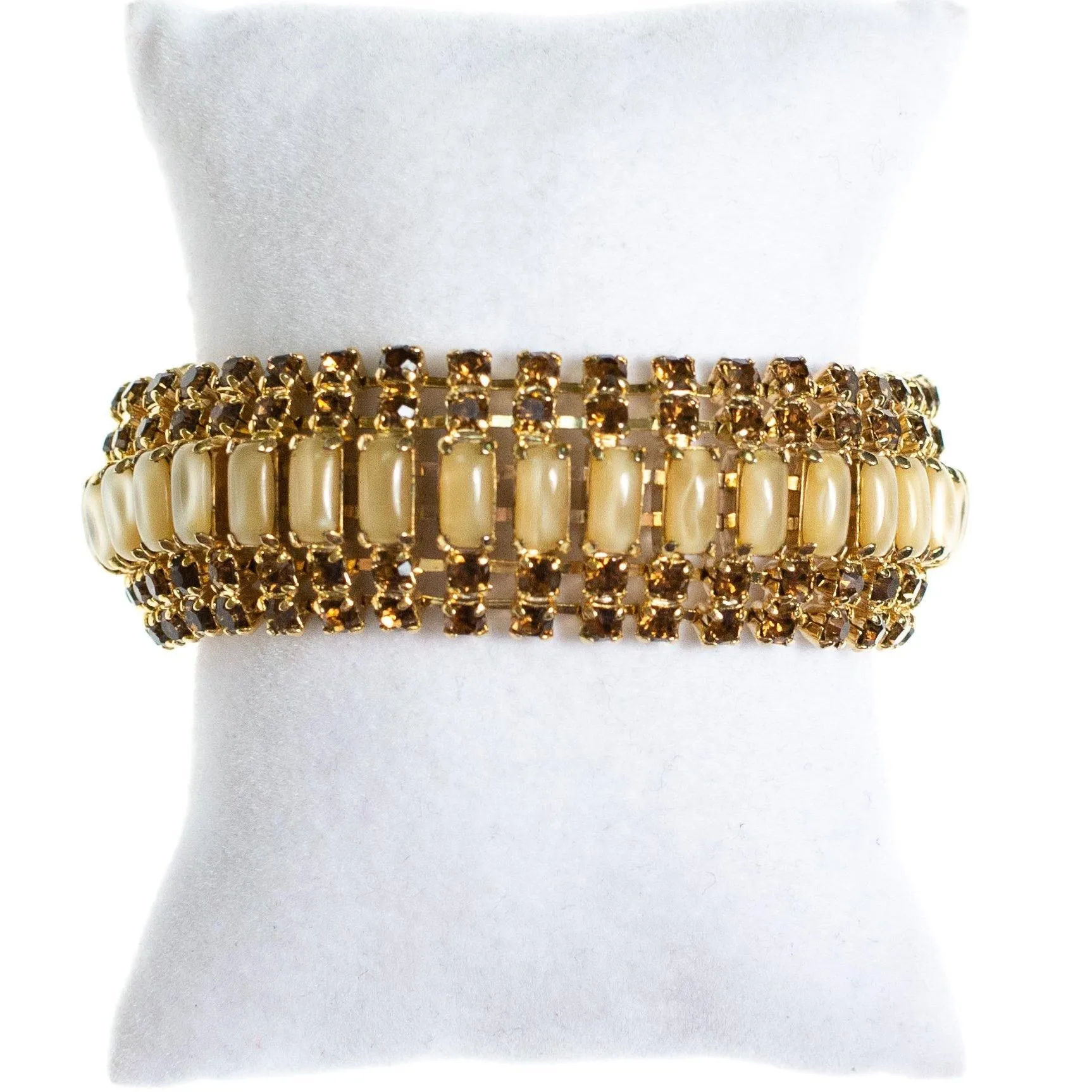 Vintage 1950s Amber and Champagne Rhinestone Bracelet