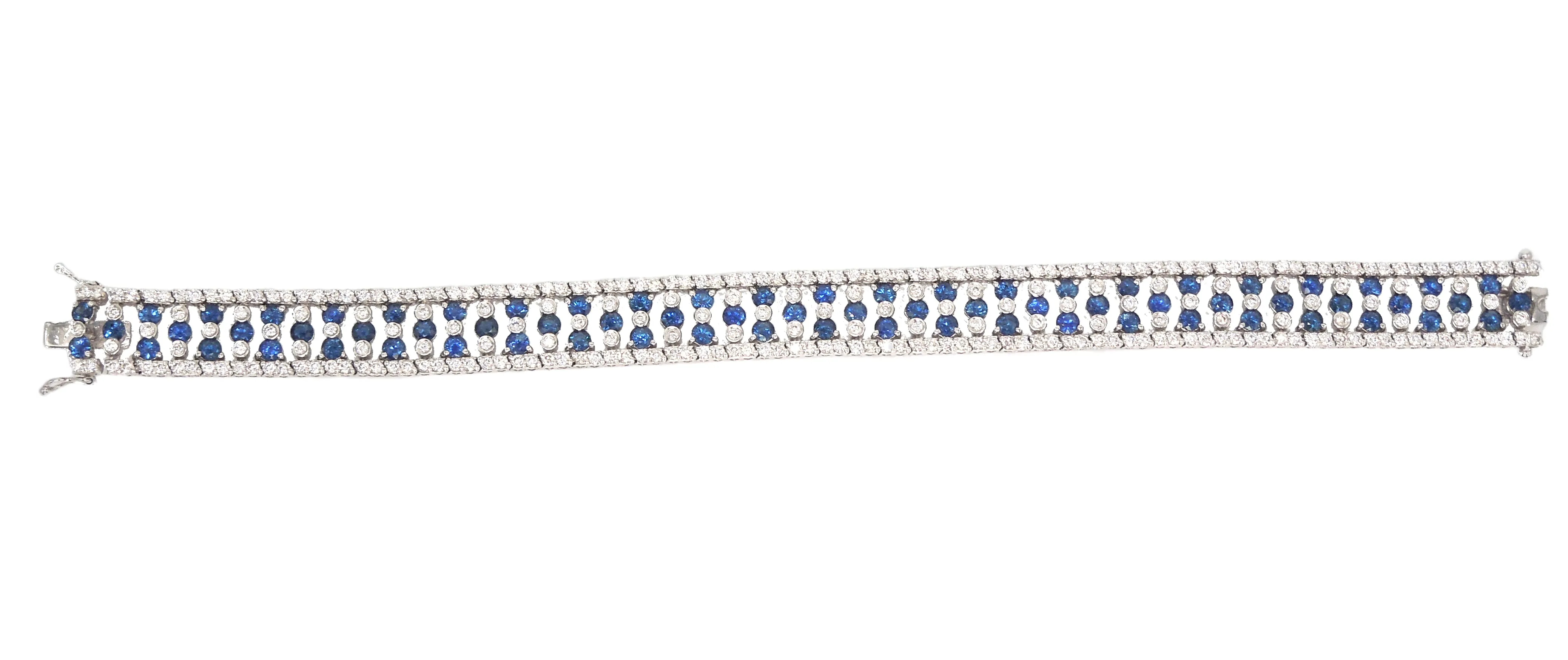 Vintage Wide Gregg Ruth Diamond and Sapphire Bracelet
