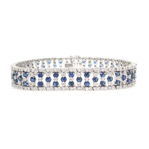 Vintage Wide Gregg Ruth Diamond and Sapphire Bracelet