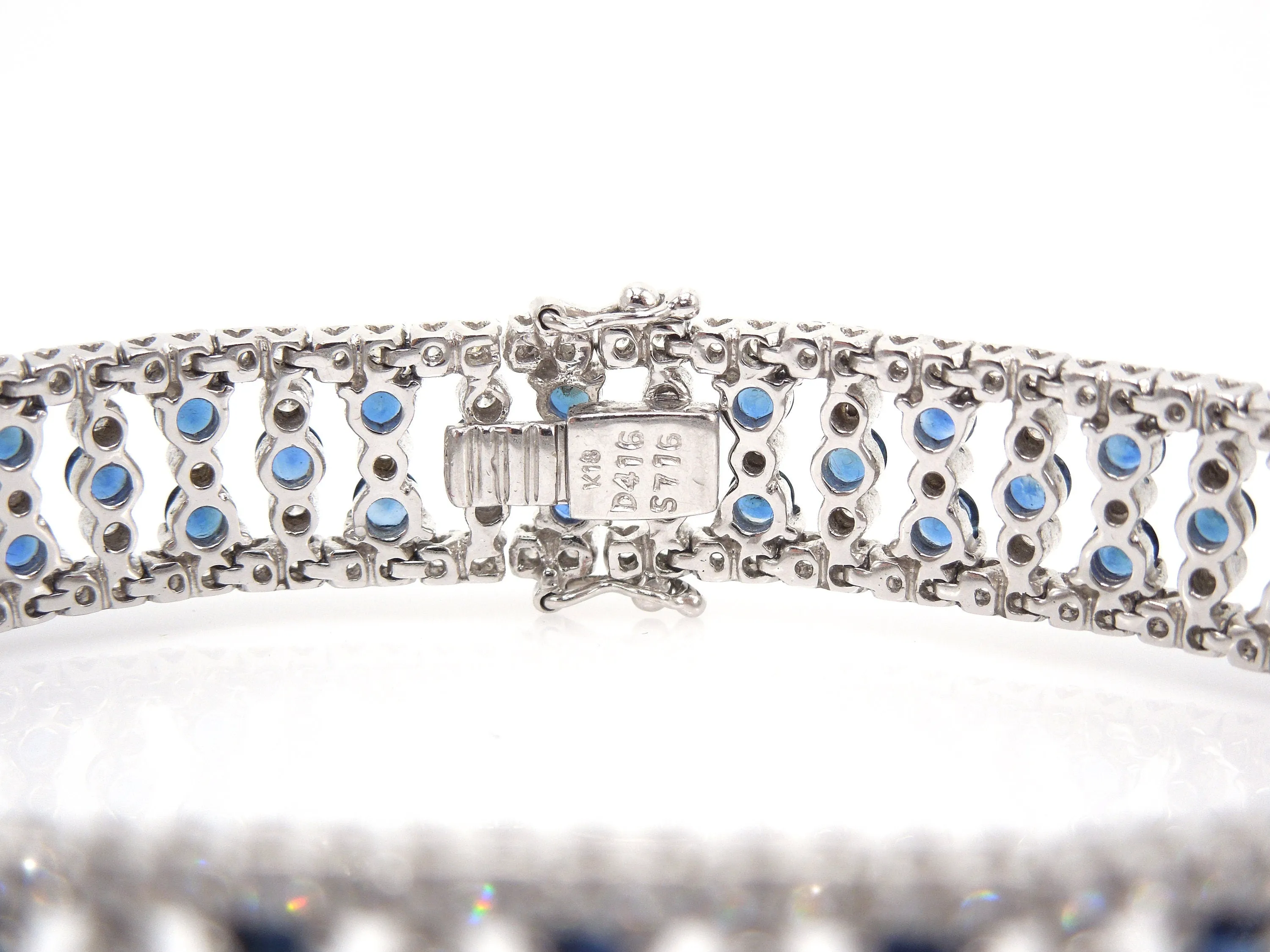 Vintage Wide Gregg Ruth Diamond and Sapphire Bracelet