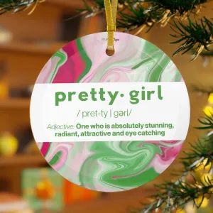 Watercolor Pretty Girl Glass Ornament