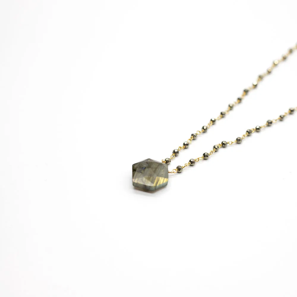 Waterfall Hexagon Labradorite Necklace
