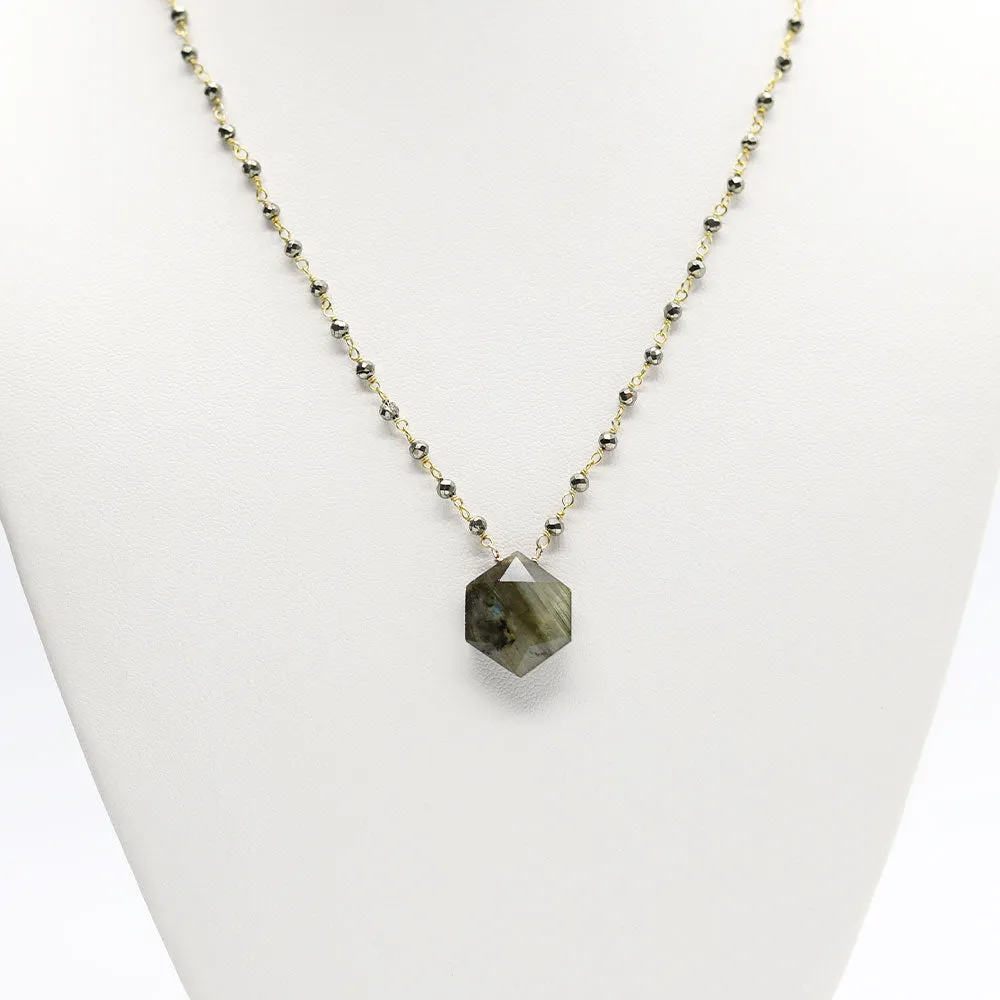 Waterfall Hexagon Labradorite Necklace