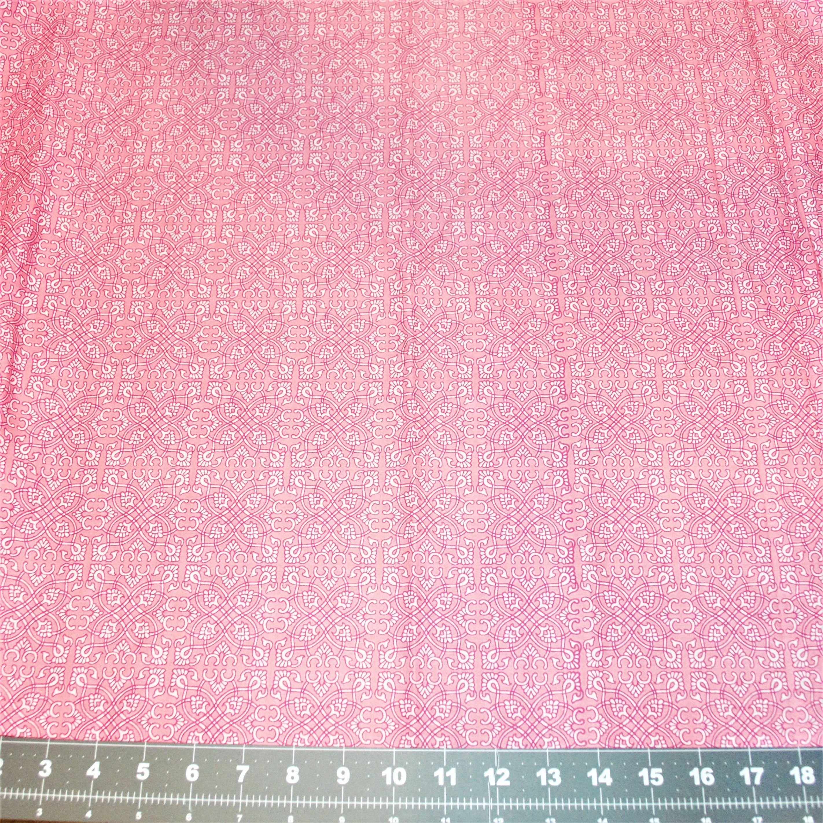 White Floral Block Print on Pink