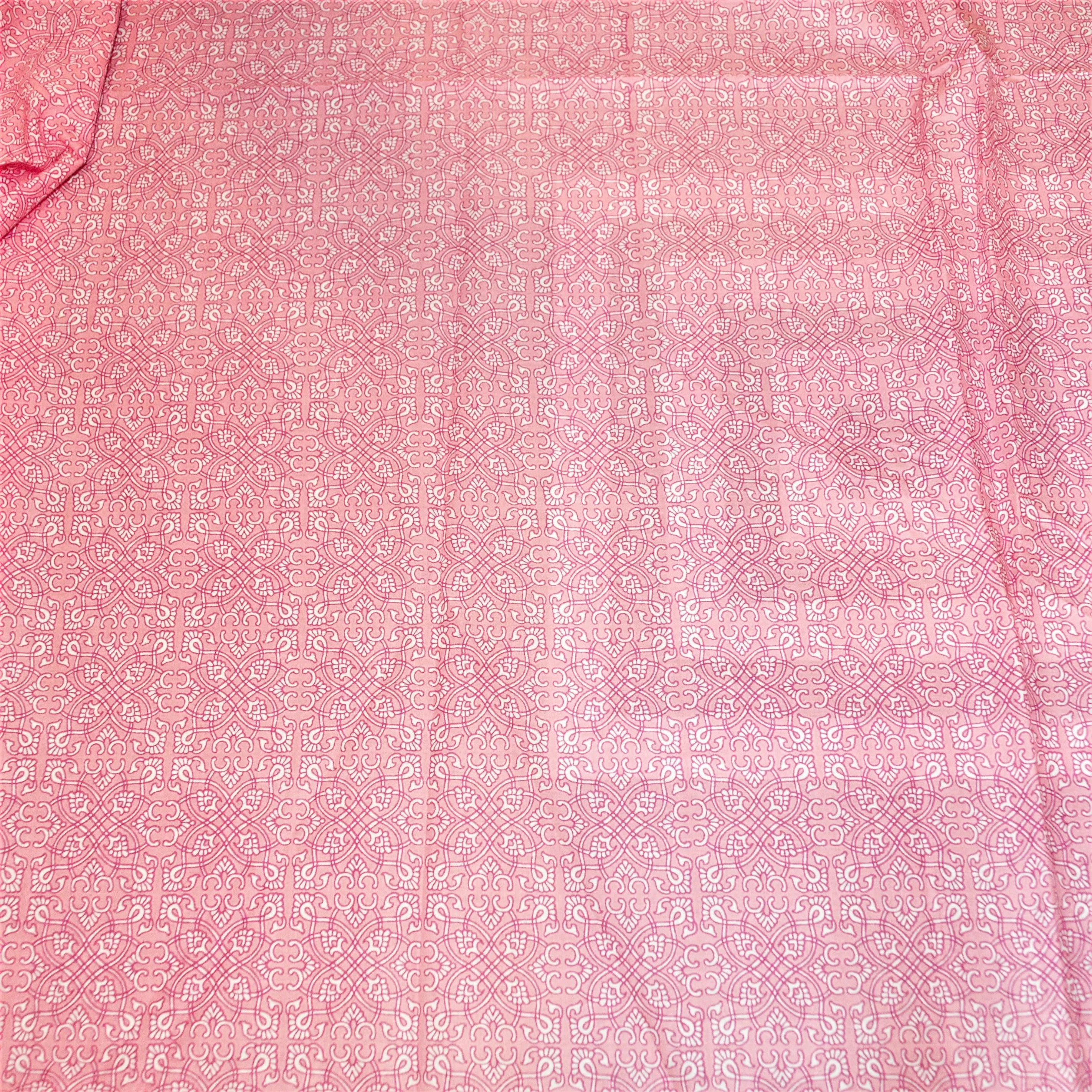 White Floral Block Print on Pink