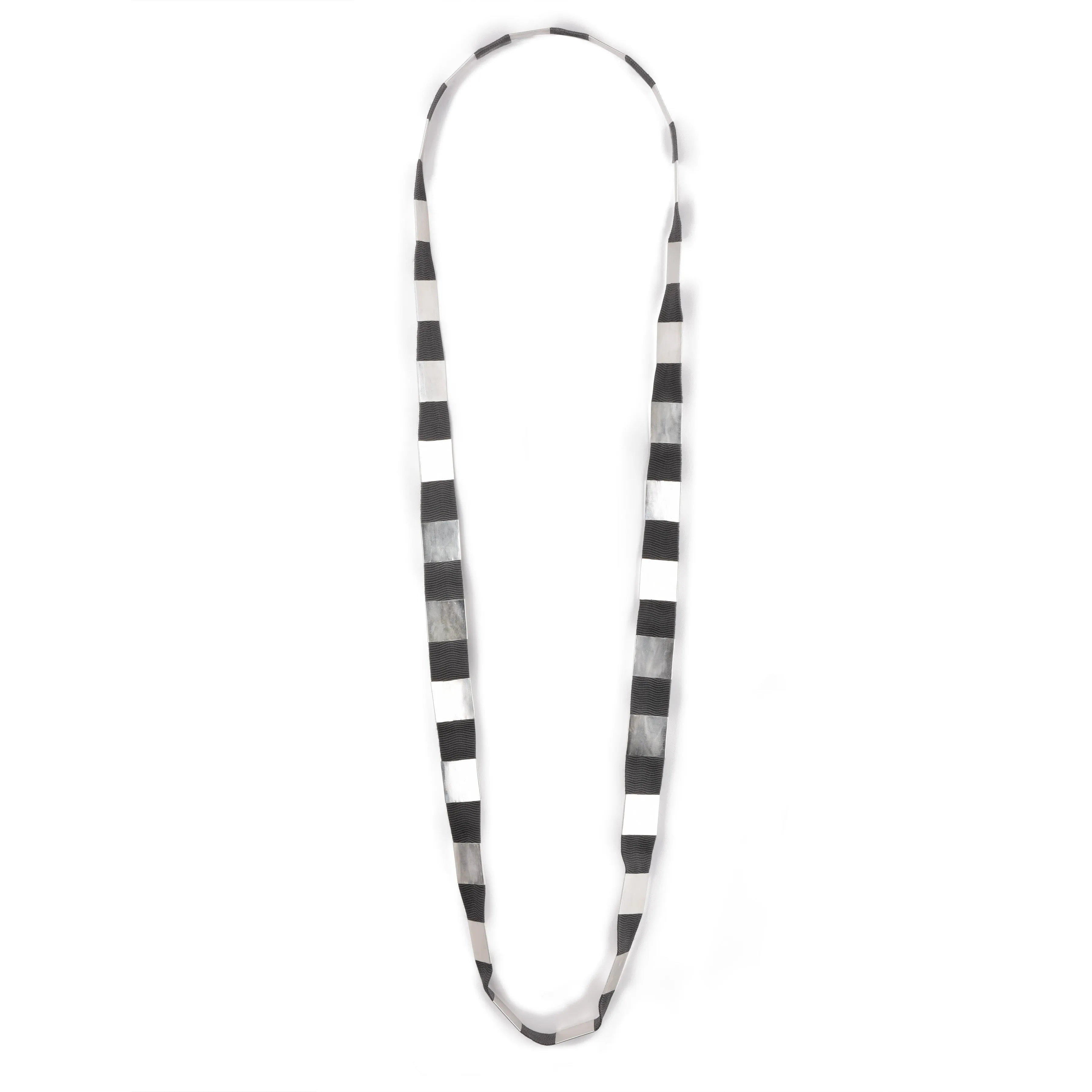 Wide Square Ribbon Necklace~ Grey