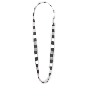 Wide Square Ribbon Necklace~ Grey