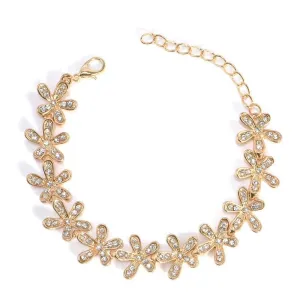 Women Elegant Crystal Snowflake Bangle Wrap Bracelet Jewelry