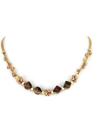Yellow and Brown Gold Necklace Set