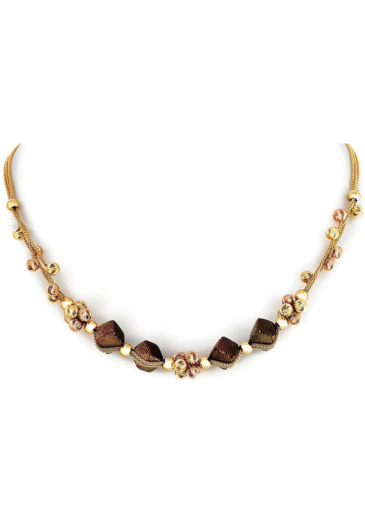 Yellow and Brown Gold Necklace Set