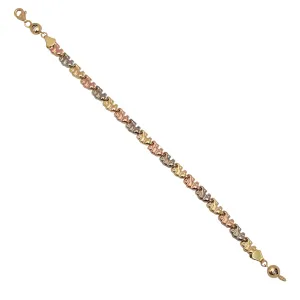 Zirconia Tricolor Elephant Fancy Bracelet (14K)